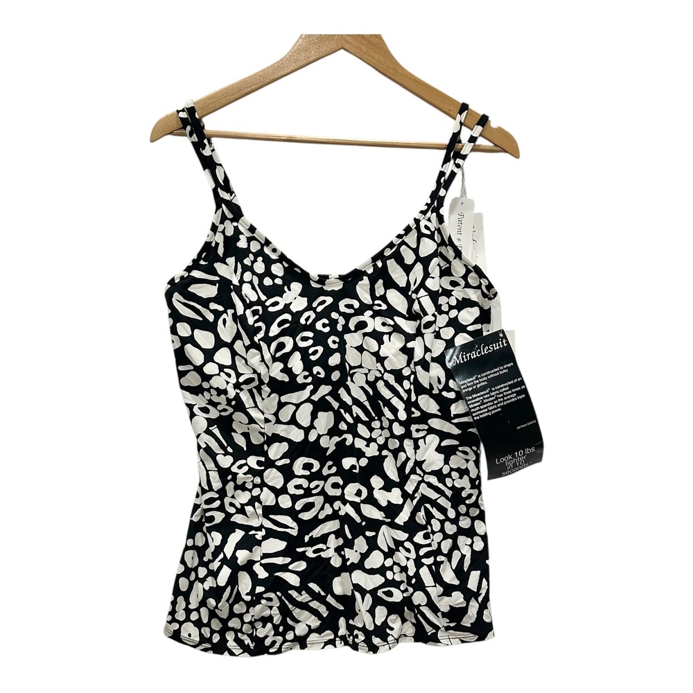 Miraclesuit‎ Womens 14 Black White Abstract Animal Print Underwire Tankini  N